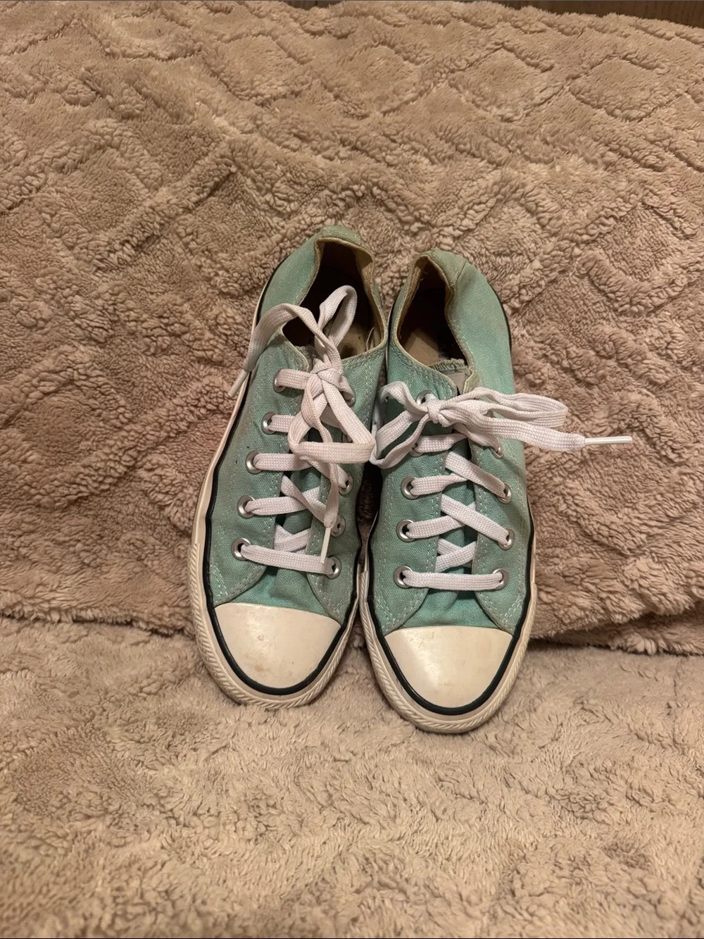 Converse Kids Low-Top Sneakers in Mint Teal and White